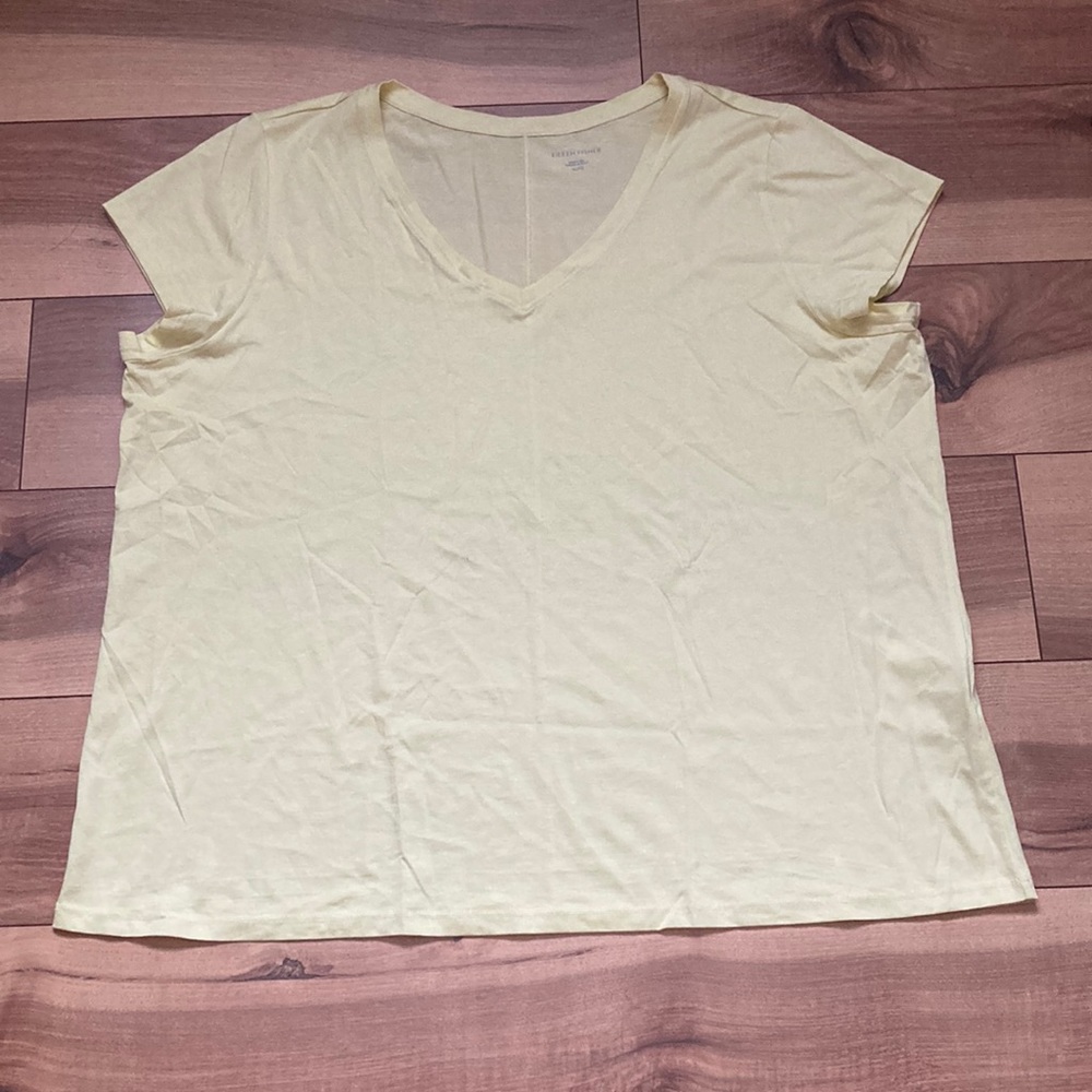 Eileen Fisher yellow vneck tshirt. Size XL